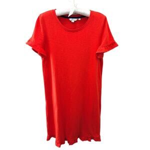 BODEN | Emily Bright Orange Ruffle Sleeve Cotton T-Shirt Dress | Size 8 Long